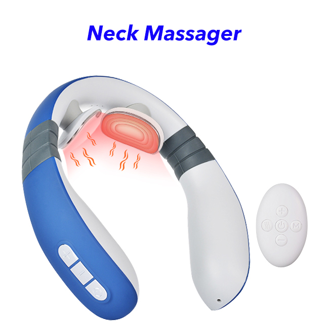 Powerful Cordless Remote Neck Massager Portable Electric Voice Shiatsu Relax Mini Neck Massager(Blue)